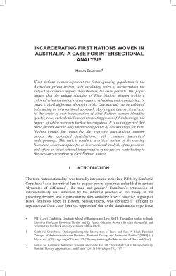 Incarcerating First Nations Women in Australia: A Case for Intersectional Analysis