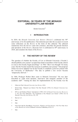 Editorial: 50 Years of the <i>Monash University Law Review</i>