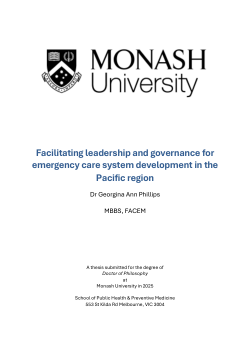 Facilitating leadership and governance for emergency care system development in the Pacific region