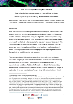 Cellular Horizons Project Report_Musculoskeletal Conditions