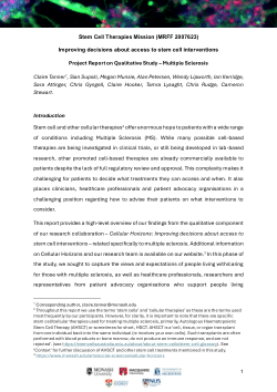 Cellular Horizons Project Report_Multiple Sclerosis
