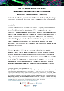 Cellular Horizons Project Report_Cerebral Palsy