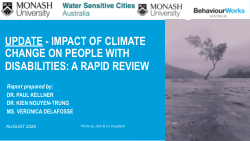 <b>UPDATE - IMPACT OF CLIMATE CHANGE ON PEOPLE WITH DISABILITIES: A RAPID REVIEW</b>