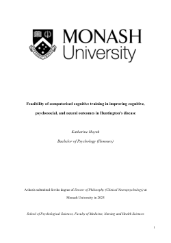Feasibility of computerised cognitive training in improving cognitive, psychosocial, and neural outcomes in Huntington's disease