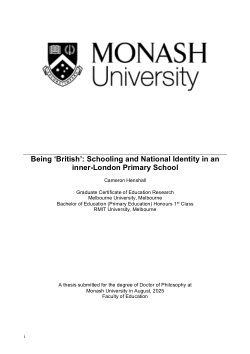 Being ‘British’: Schooling and National Identity in an inner-London Primary School