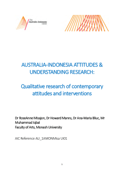 Australia-Indonesia Attitudes and Understanding Research:  Qualitative research of contemporary attitudes and interventions