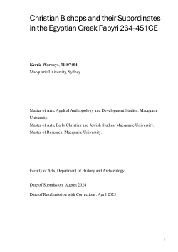 Christian bishops and their subordinates in the Egyptian Greek papyri 264 - 451CE