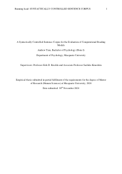 A Syntactically Controlled Sentence Corpus for the Evaluation of Computational Reading Models