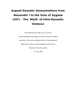 Argead Dynastic Assassinations from Alexander I to the Sons of Gygaea (347) - The 'Myth' of Intra-Dynastic Violence