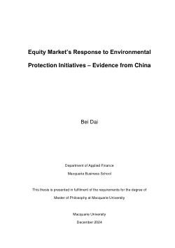 Equity market’s response to environmental protection initiatives – Evidence from China