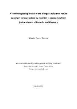 A terminological appraisal of the bilingual polysemic nature paradigm conceptualised by Justinian I: approaches from jurisprudence, philosophy and theology