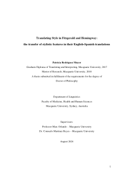 Translating style in Fitzgerald and Hemingway: the transfer of stylistic features in their English-Spanish translations