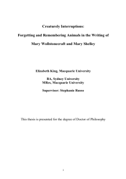 Creaturely interruptions: forgetting and remembering animals in the writing of Mary Wollstonecraft and Mary Shelley