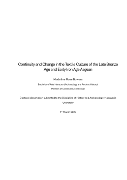Continuity and change in the textile culture of the Late Bronze Age and Early Iron Age Aegean