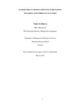 Leaders’ Role in Shaping Employee Work Passion, Wellbeing and Workplace Outcomes