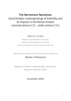 The Barrenness Narratives: Early Christian Understandings of Infertility and its Impacts in the Roman Empire (second-century C.E. - sixth-century C.E.)