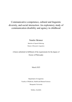 Communicative competence, cultural and linguistic diversity, and social interaction: an exploratory study of communication disability and agency in childhood