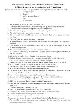 Scale for Assessing University Digital Educational Environment (AUDEE Scale): validation database
