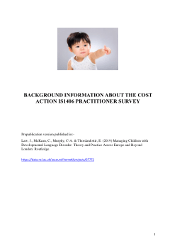 COST Action IS1406.Practitioner Survey
