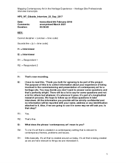 Mapping Contemporary Art in the Heritage Experience  - Commission Sites Heritage Professionals’ Interview transcripts
