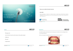 Presentation:  Dentists’ accounts of planning care for people living with dementia