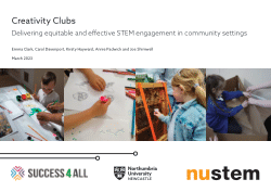 Creativity Clubs: Delivering equitable and effective STEM engagement in community settings