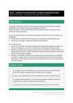 Design for Health Ageing: 2-hour Masterclass Curriculum.