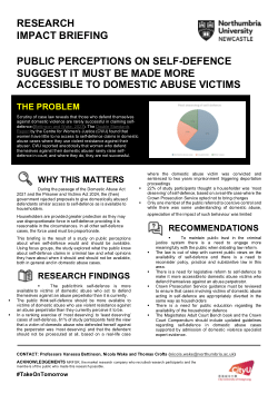 Policy Brief: Public Perceptions on Self-Defence suggest it must be made more accessible to domestic abuse victims