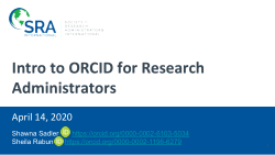Introduction to ORCID for Research Administrators