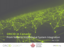 ORCID in Canada: From Value to Institutional System Integration