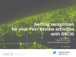20210421 Getting recognition for your peer review activities with ORCID