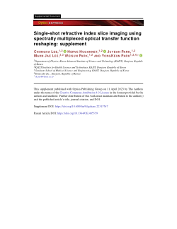 Supplementary Document For Single Shot Refractive Index Slice Imaging Supplementary Document For Single Shot Refractive Index Slice Imaging