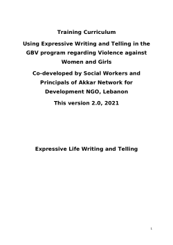 Using  Expressive Writing and Telling in GBV programs: A Training Curriculum for Social Workers and Human Rights Defenders