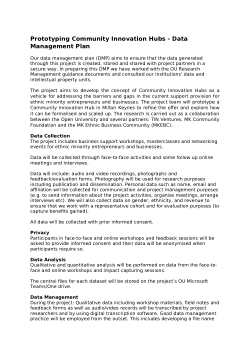 Data Management Plan for Community Innovation Hubs project