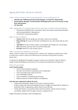 Ageing Well Public Talks Series 2024-2025 Talk 8 - Evidence based actions supporting better mental wellbeing for all. ACCESSIBLE