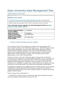 Data Management Plan Knowledge Exchange Relationships MK