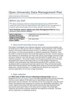 Data Management Plan: Using Machine Learning To Find Errors In Software
