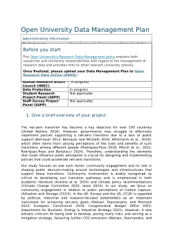 Data management plan for the project 'Does Community Engagement Matter for Public Perception of Net Zero Transitions? The case of Carbon Capture, Utilisation and Storage (CCUS).'