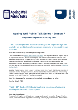 Ageing Well Public Talks Series 2025_2026 Synopsis