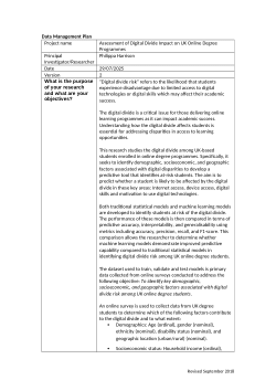 Data Management Plan for PhD "Assessment of Digital Divide Impact on UK Online Degree Programmes" - Revised