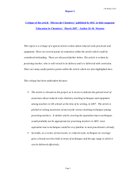 Supplementary materials for MPhil thesis - "The implications of using small scale techniques for secondary school chemistry practicals"