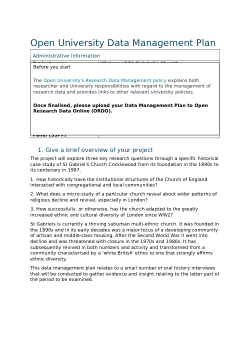 Data Management Plan for the project "History of St Gabriel's Church"