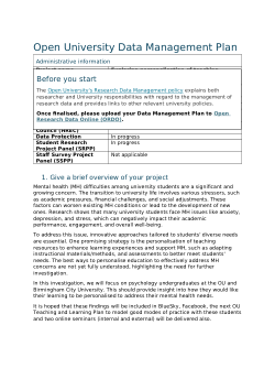 SEDA data management plan