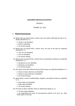 Quantified Self Privacy Heuristics v1