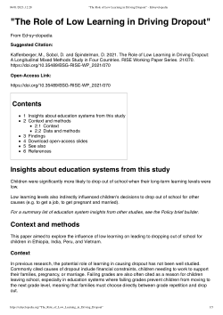 "The Role of Low Learning in Driving Dropout"