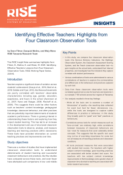 Identifying Effective Teachers: Highlights from Four Classroom Observation Tools