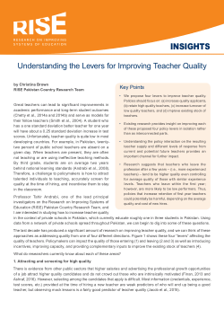 Understanding the Levers for Improving Teacher Quality