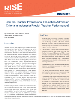Can the Teacher Professional Education Admission Criteria in Indonesia Predict Teacher Performance?