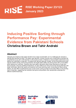 Inducing Positive Sorting through Performance Pay: Experimental Evidence from Pakistani Schools