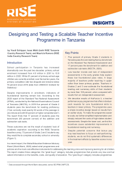 Designing and Testing a Scalable Teacher Incentive Programme in Tanzania